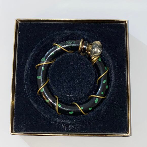 VTG 80s Rare Christian Dior Poison Empty Perfume Glass Bangle Bracelet Atomizer - Picture 6 of 11